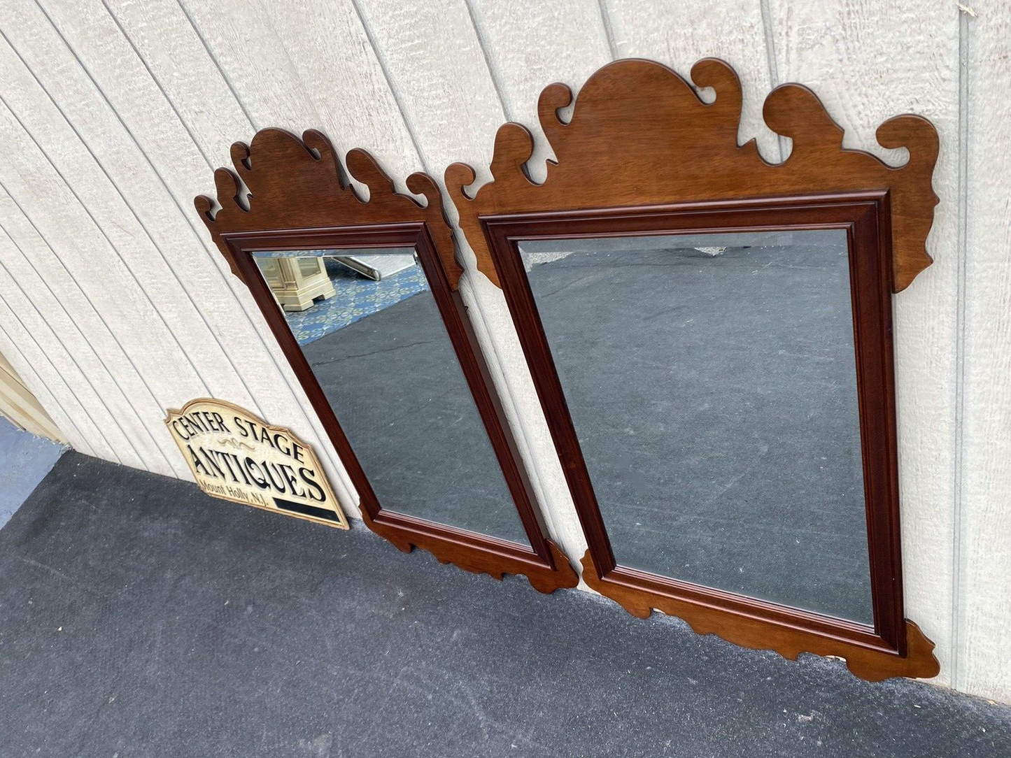 65364  Pair WELLINGTON HALL Solid Mahogany Chippendale Mirror s