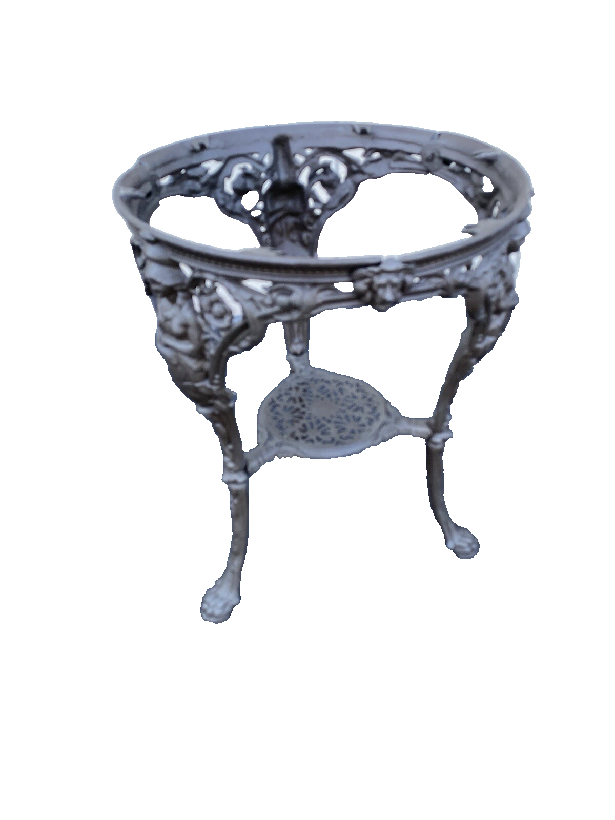 66135 Quality Cast Iron Figural Table with Glass Top