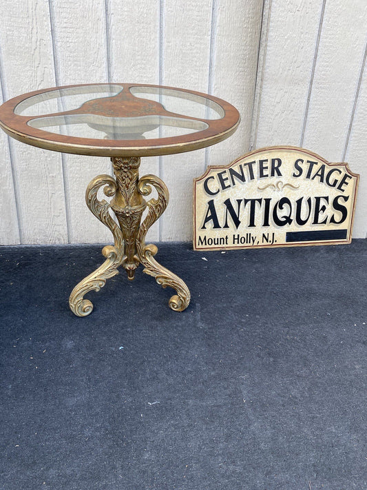 64780 Decorator Hand Painted Lamp Table with Glass Inserts