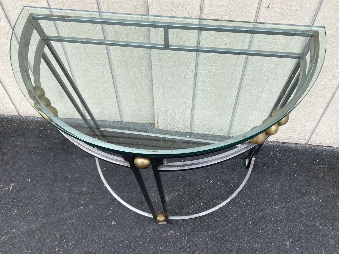 65275 Glass Top Iron Console Table Stand