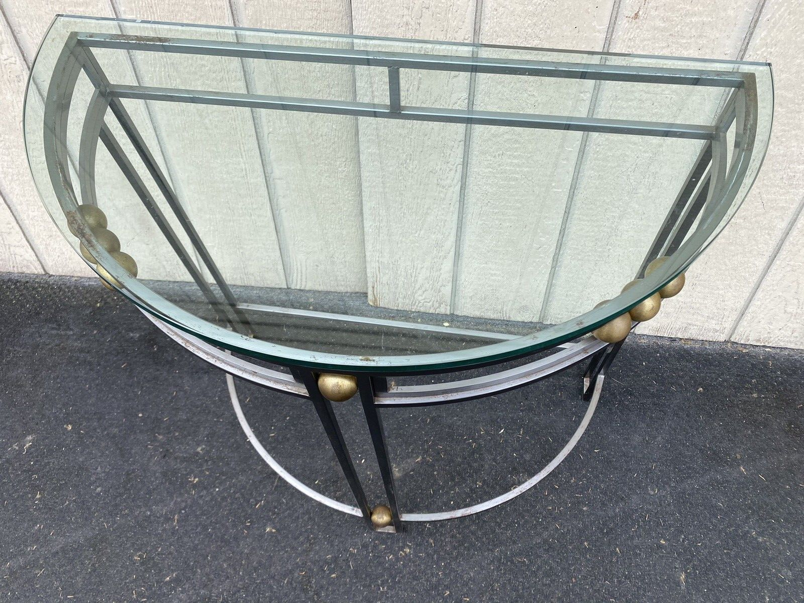 65275 Glass Top Iron Console Table Stand