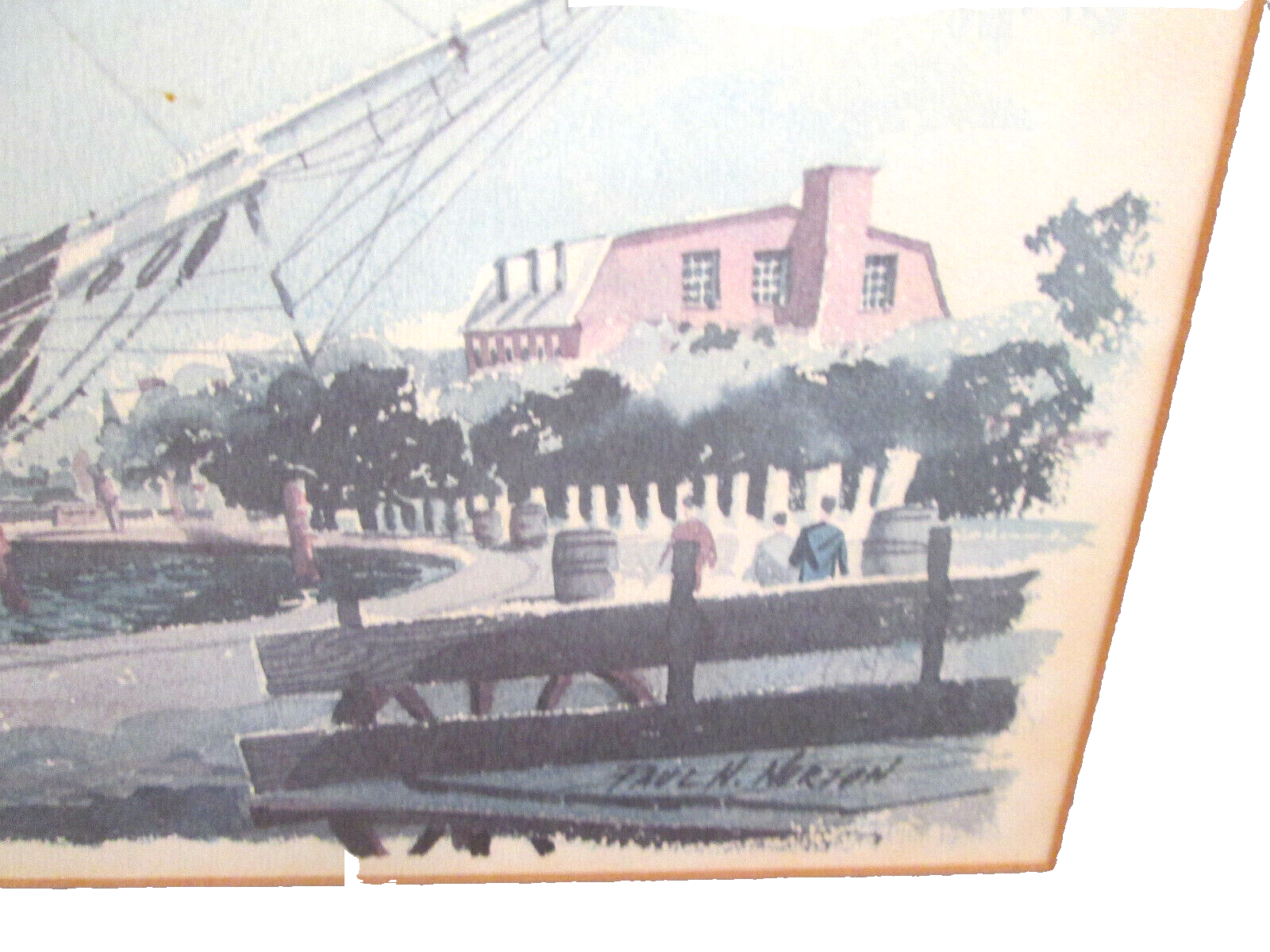 58653 Pair of Ship Watercolor Framed Prints by PAUL N NORTON SEA Scape