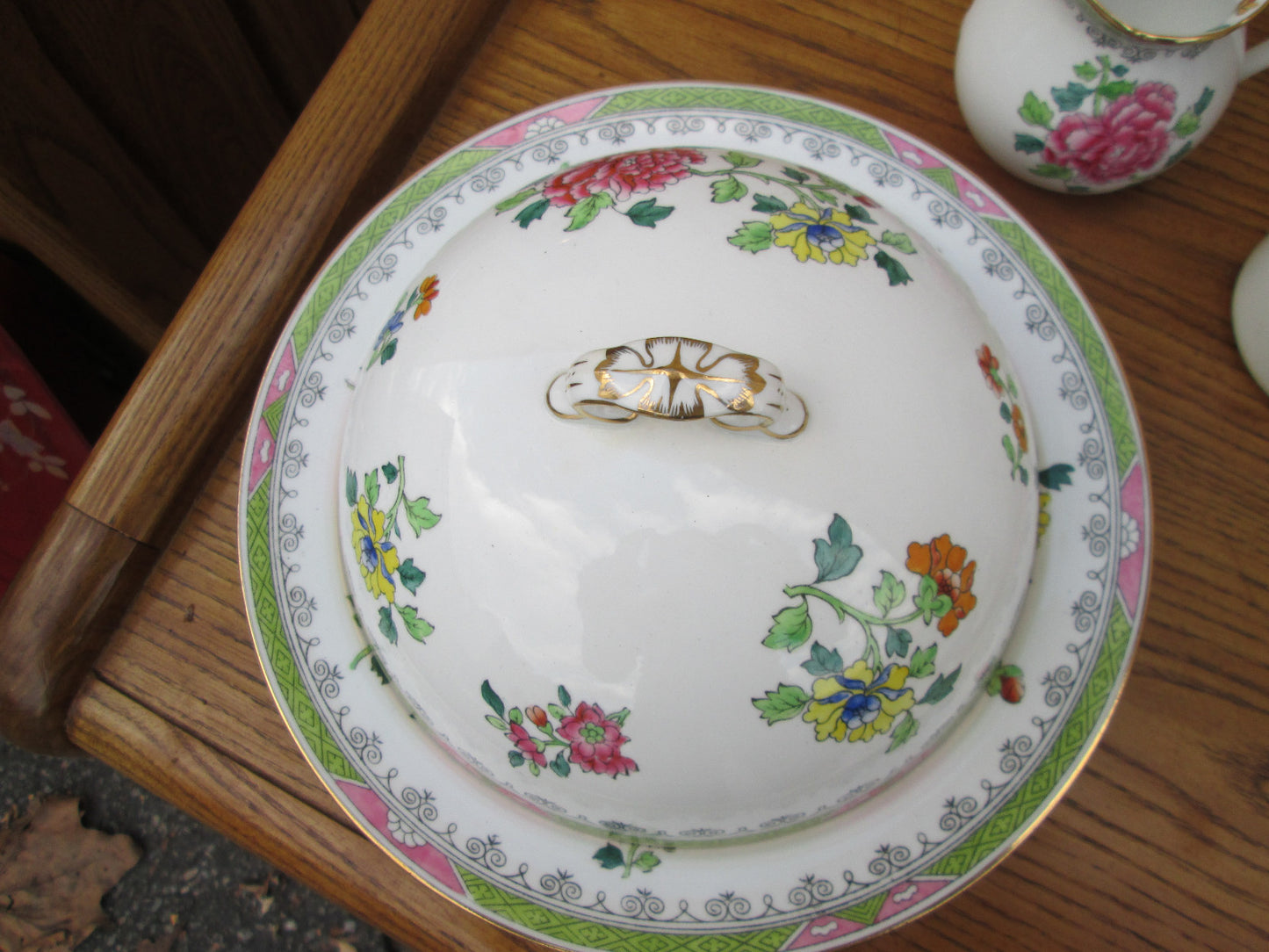 MS:  7 Pieces THOMAS GOODE LONDON SPODE COPELAND SET TEAPOT COVERED DISH CREAMER