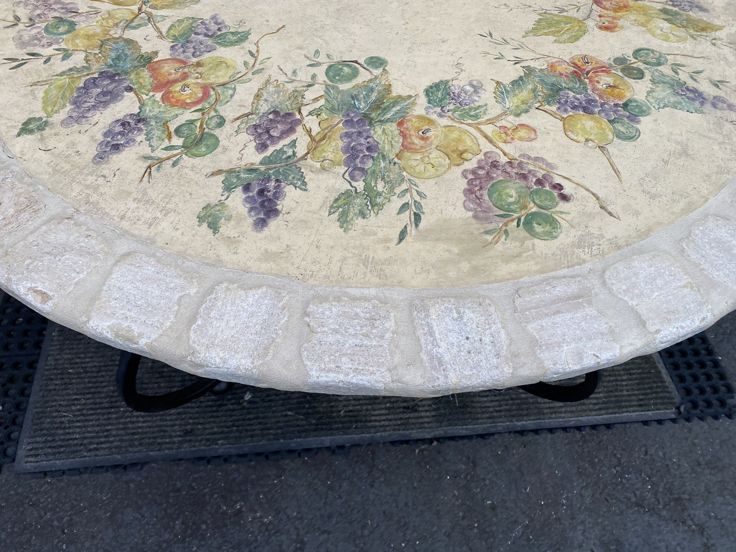 65190   Quality Decorator Cement Top Iron  Table  Dining Kitchen Table