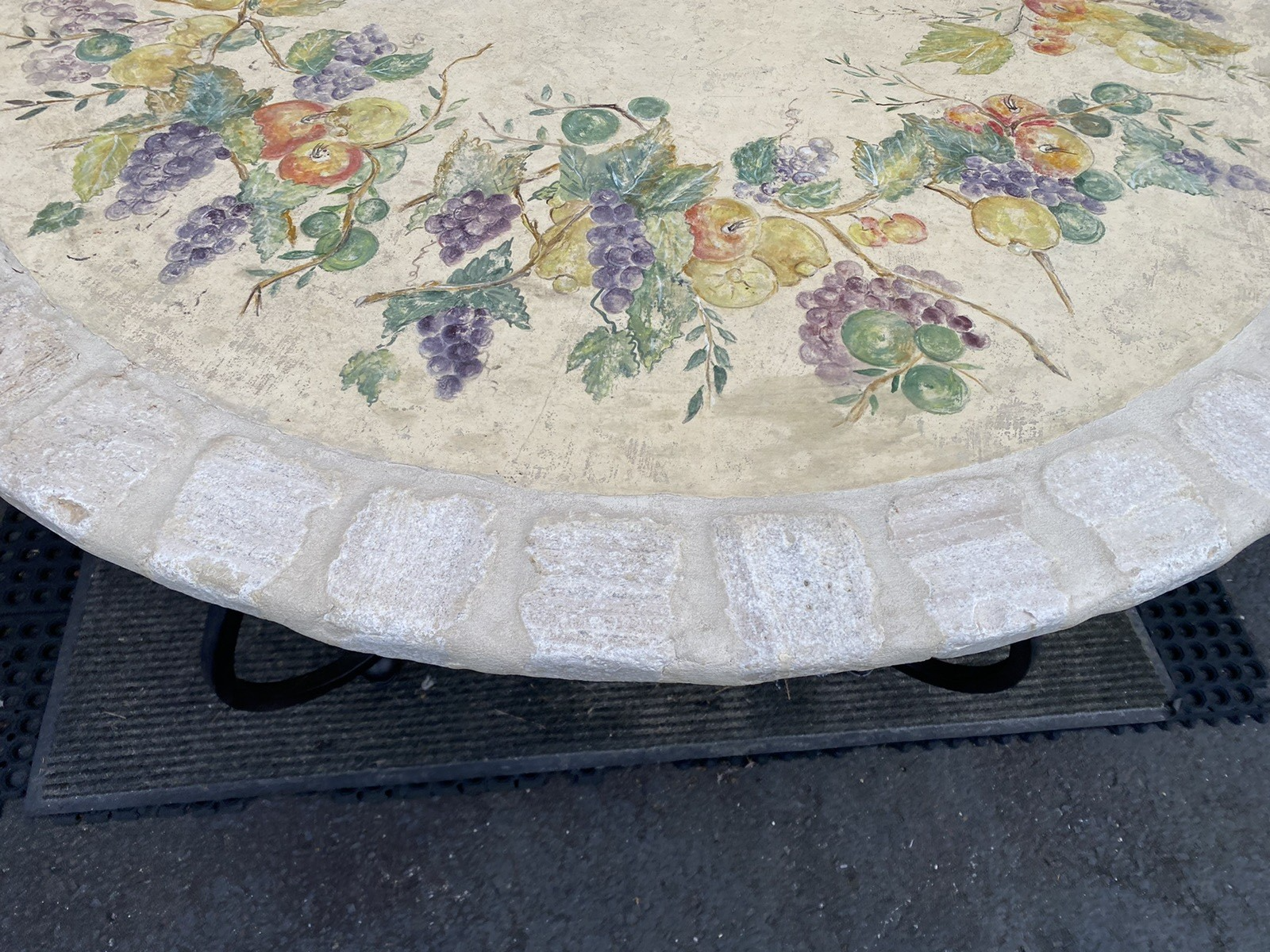 65190   Quality Decorator Cement Top Iron  Table  Dining Kitchen Table