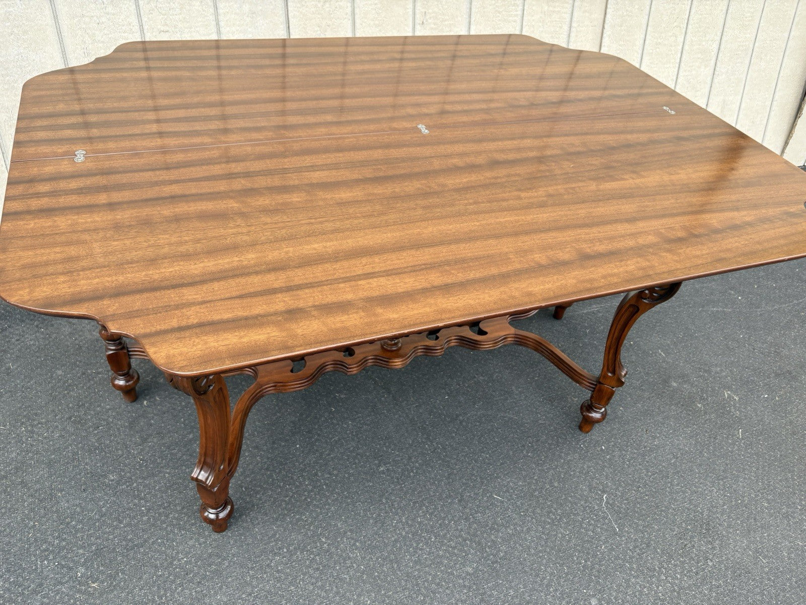 66885   Inlaid Antique Flip Top Sideboard Dining Table with Drawer