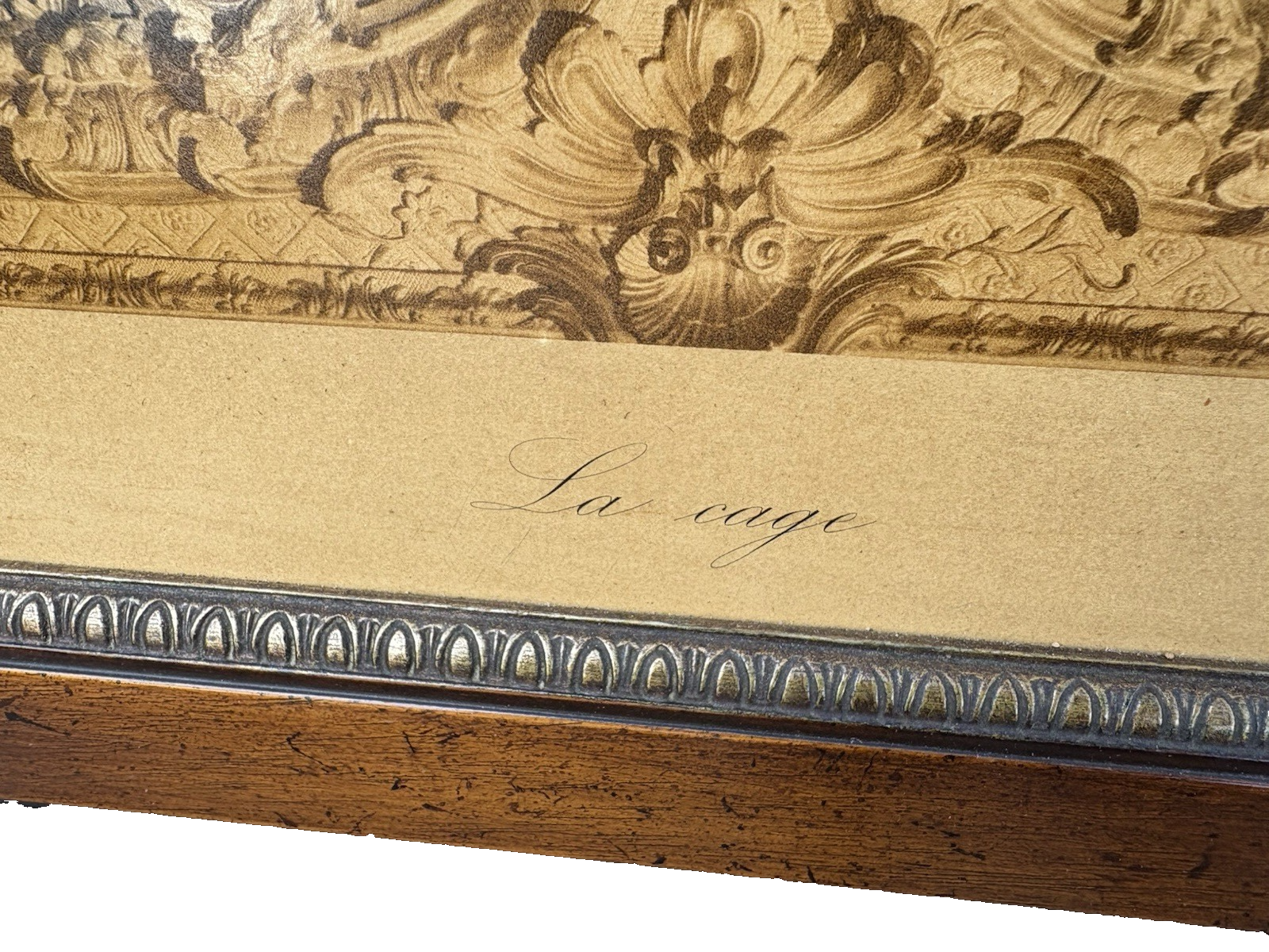 66642   Large Decorator Mirror in Wood Frame   La Cage