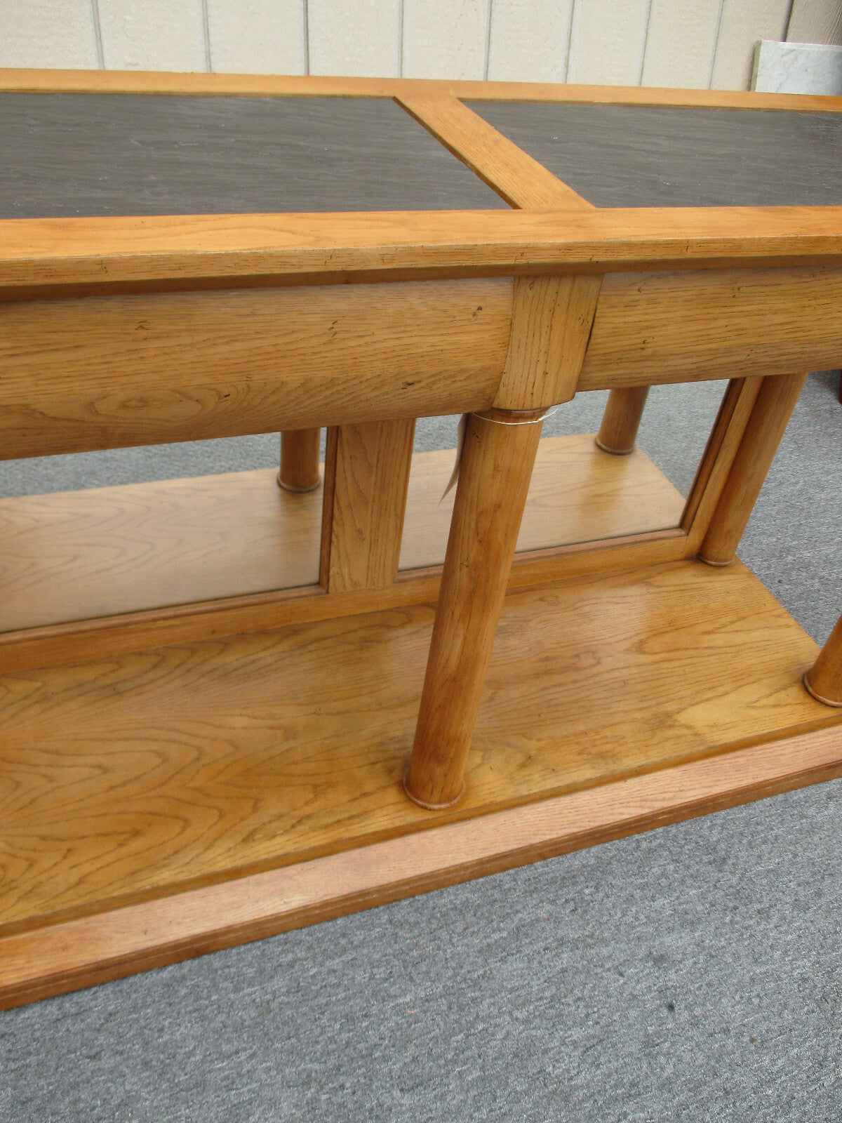 59337 Oak Console Hall Table with Slate Inserts