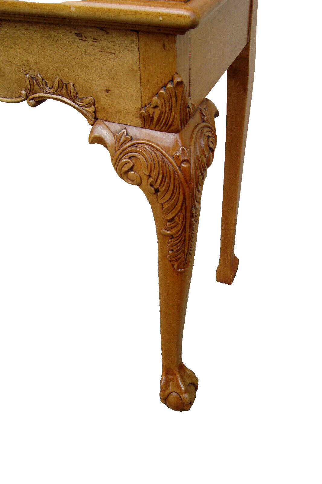 59422 Banded and Burled Mahogany Claw Foot Library Sofa Hall Table Stand