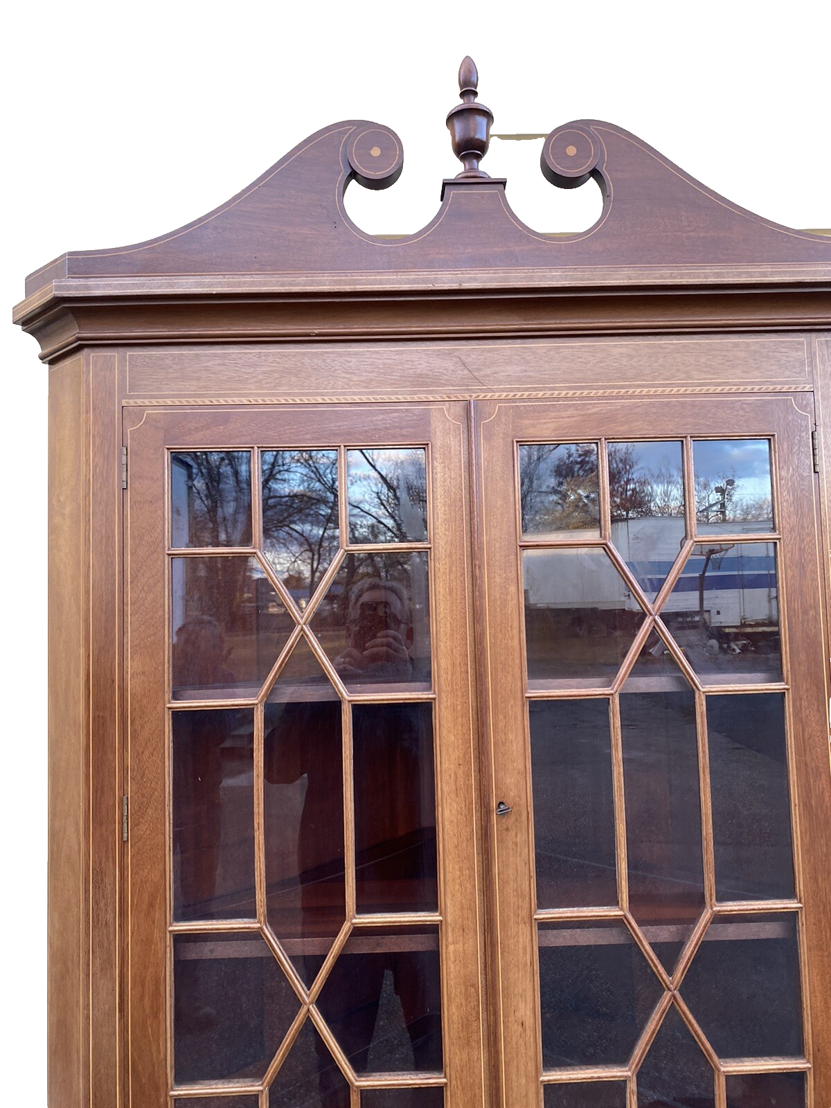 66078 Custom Hand Made Inlaid Corner China Cabinet