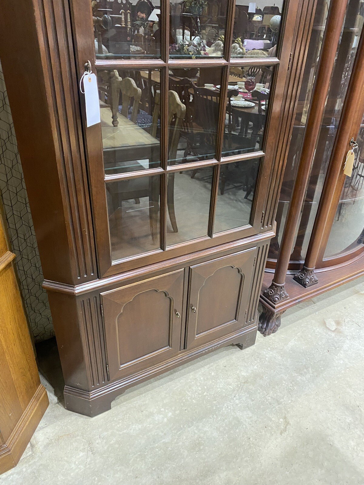 65051 Custom Hand Made Mahogany Corner China Cabinet Curio