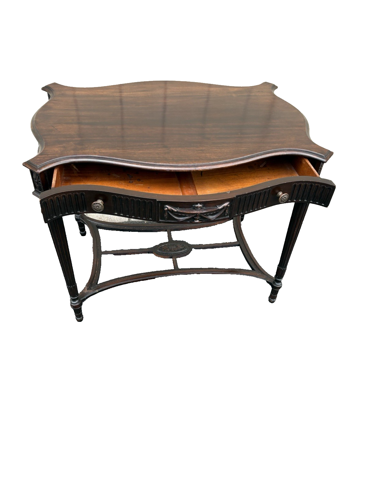 66896 Antique Mahogany Lamp Table Stand w/ Drawer