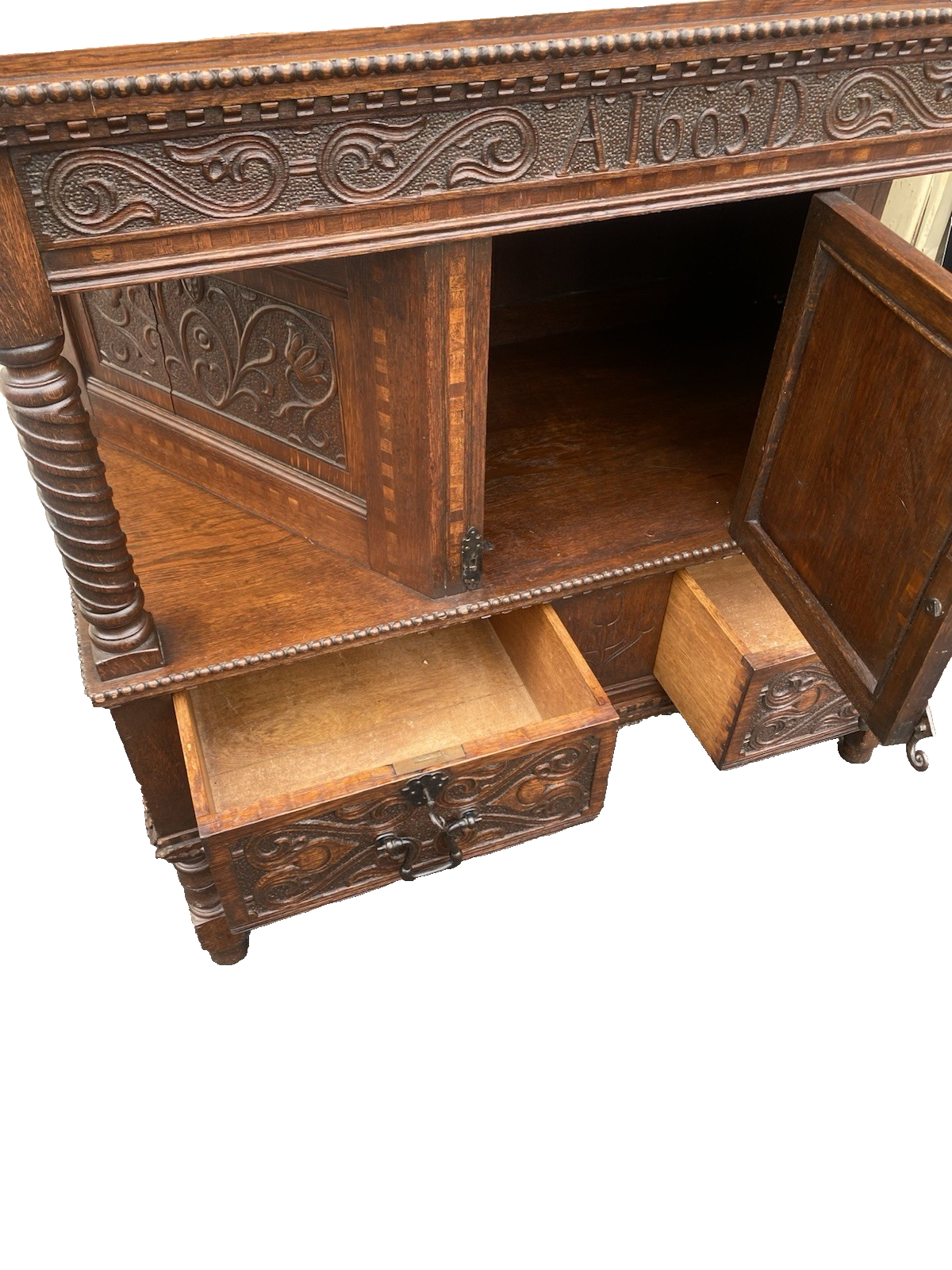 66495 Custom Hand Made Oak Cabinet Sideboard Server Chest