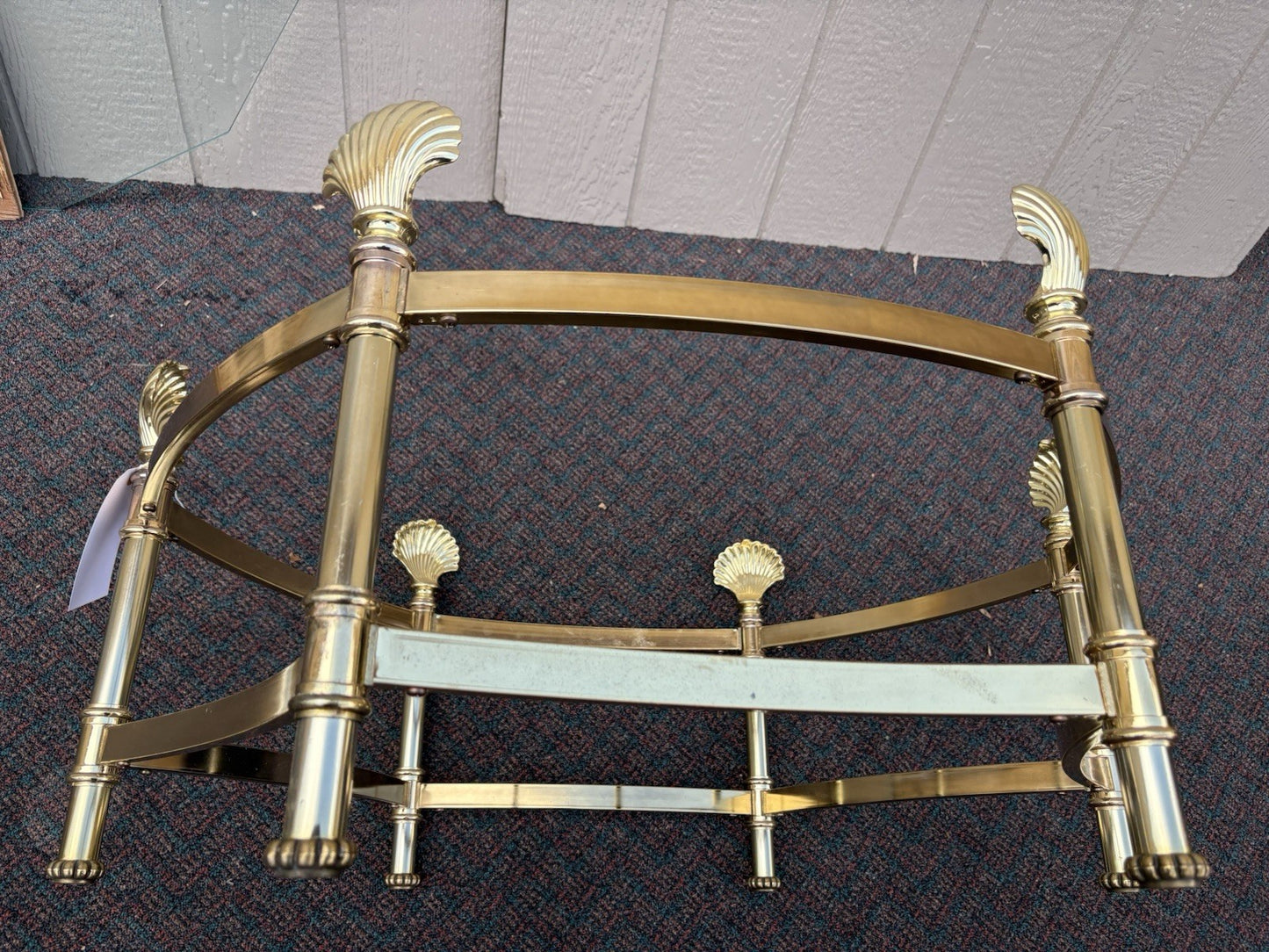 66743   QUALITY Brass and Glass Shell Design Coffee Table