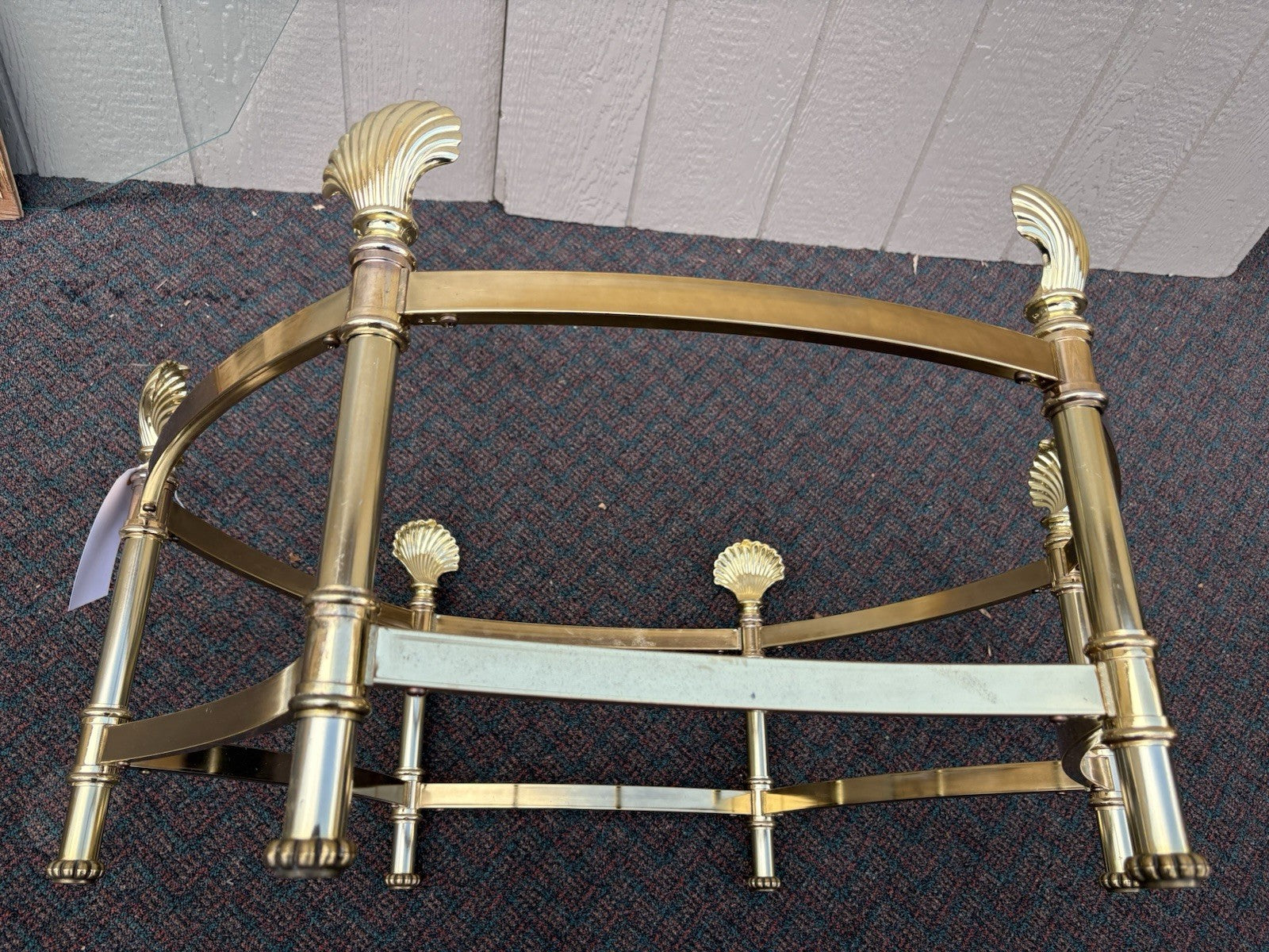 66743   QUALITY Brass and Glass Shell Design Coffee Table