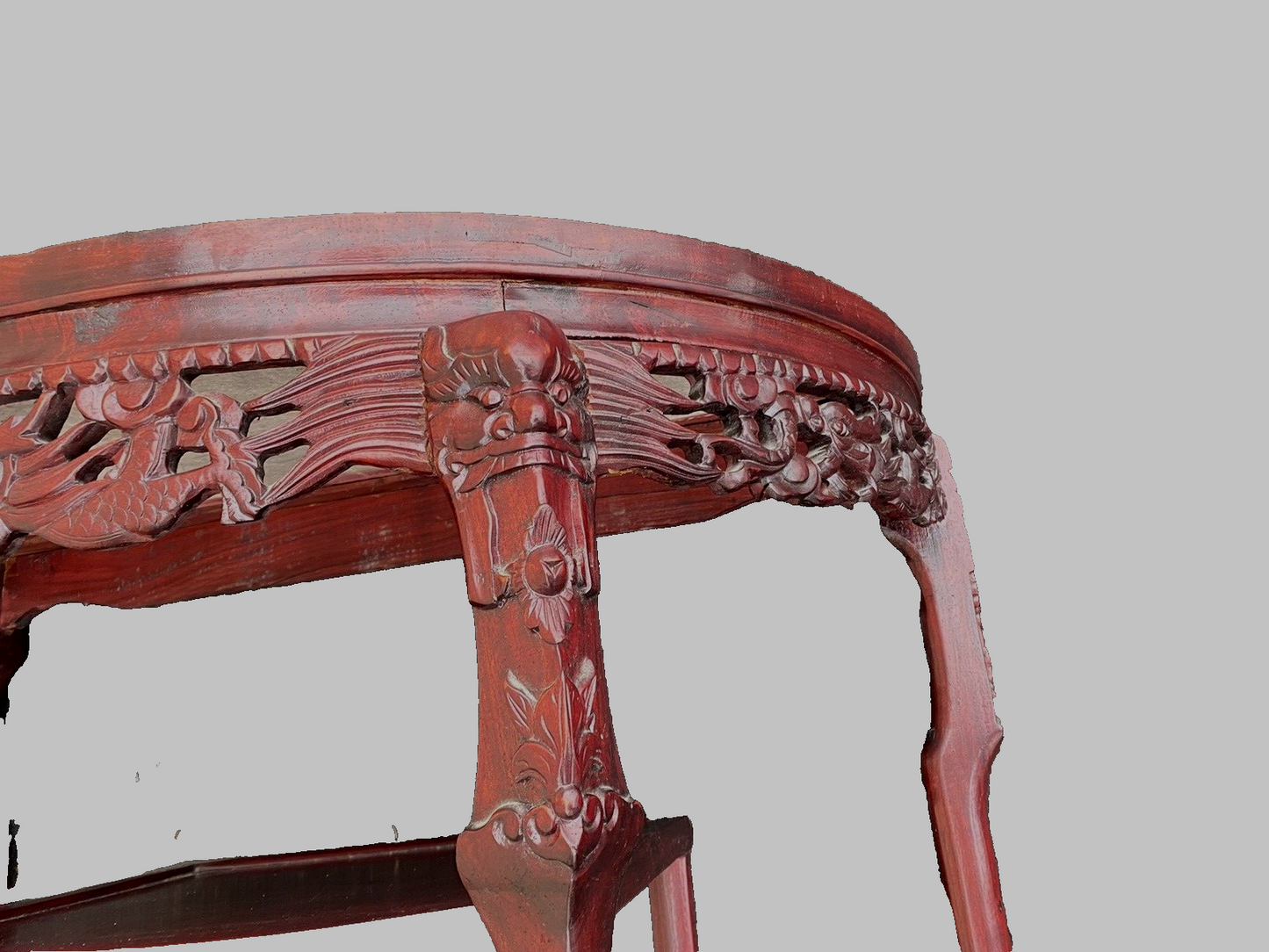 65112 Oriental Mahogany Console Table Hall  Stand w/ Marble insert