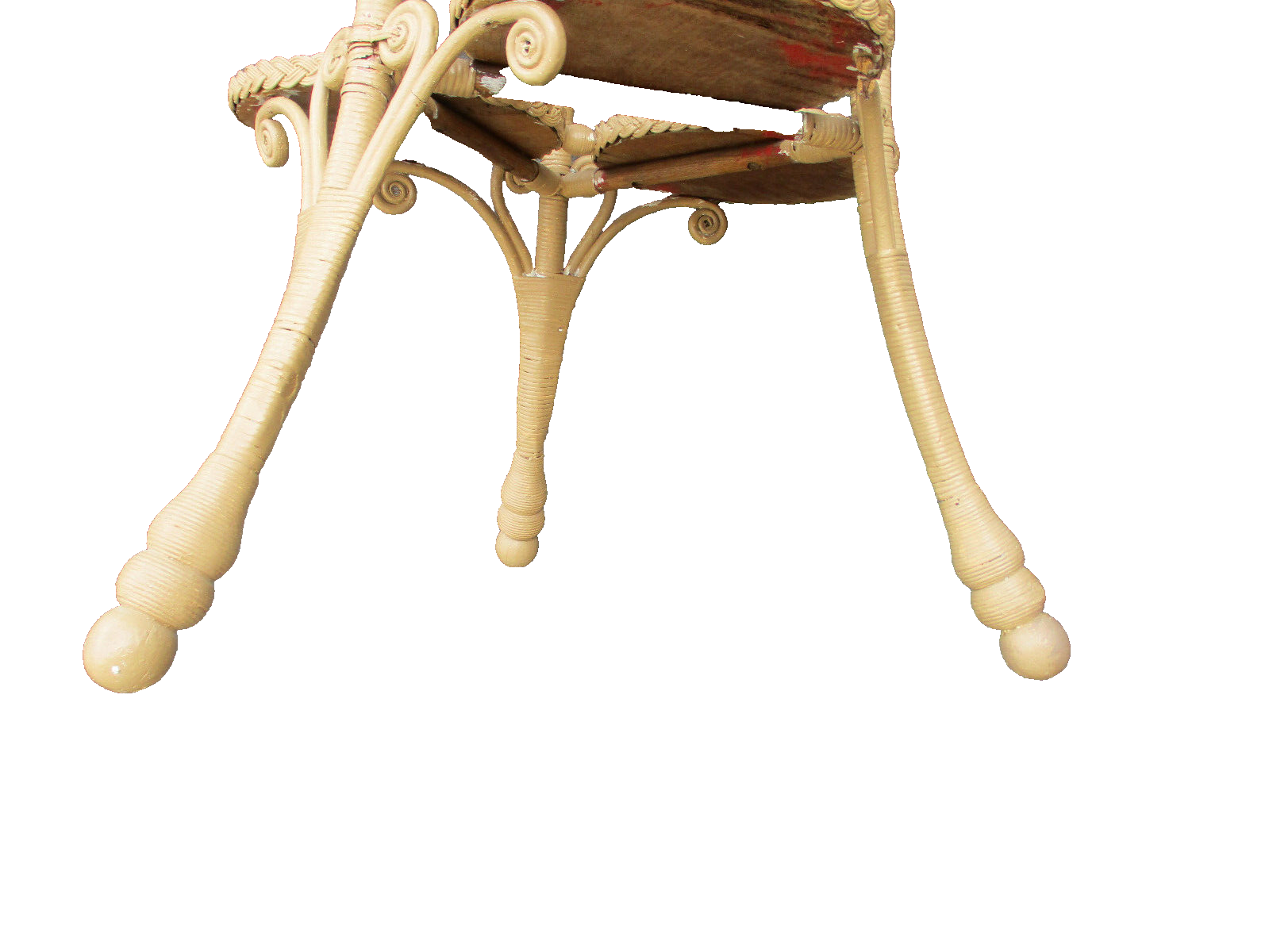 64404  Antique Victorian Oak and Wicker Lamp Table Stand HEYWOOD WAKEFIELD ???