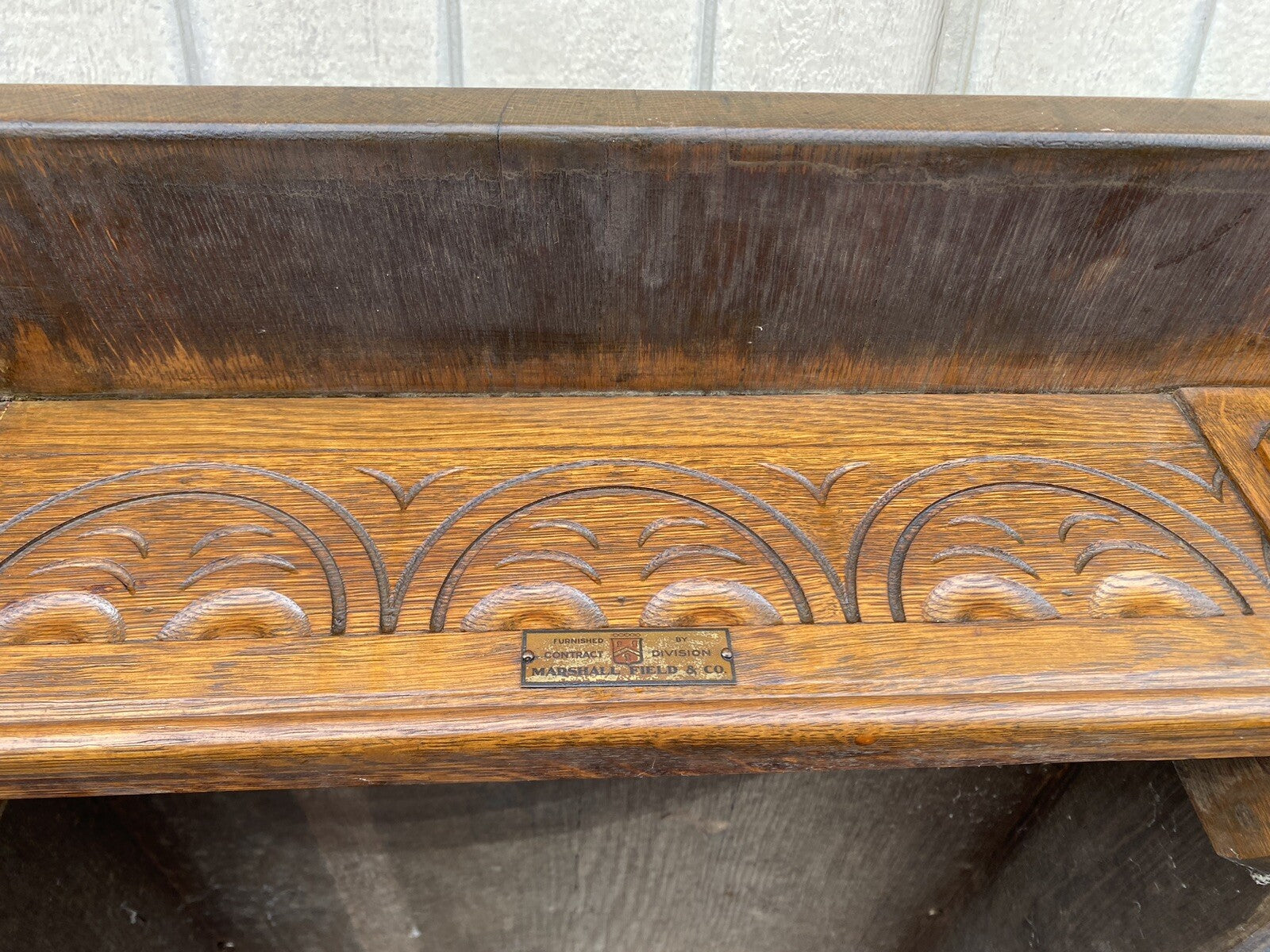 65206 Antique Custom Hand Made Oak Victorian  Console Table Desk MARSHALL FIELD