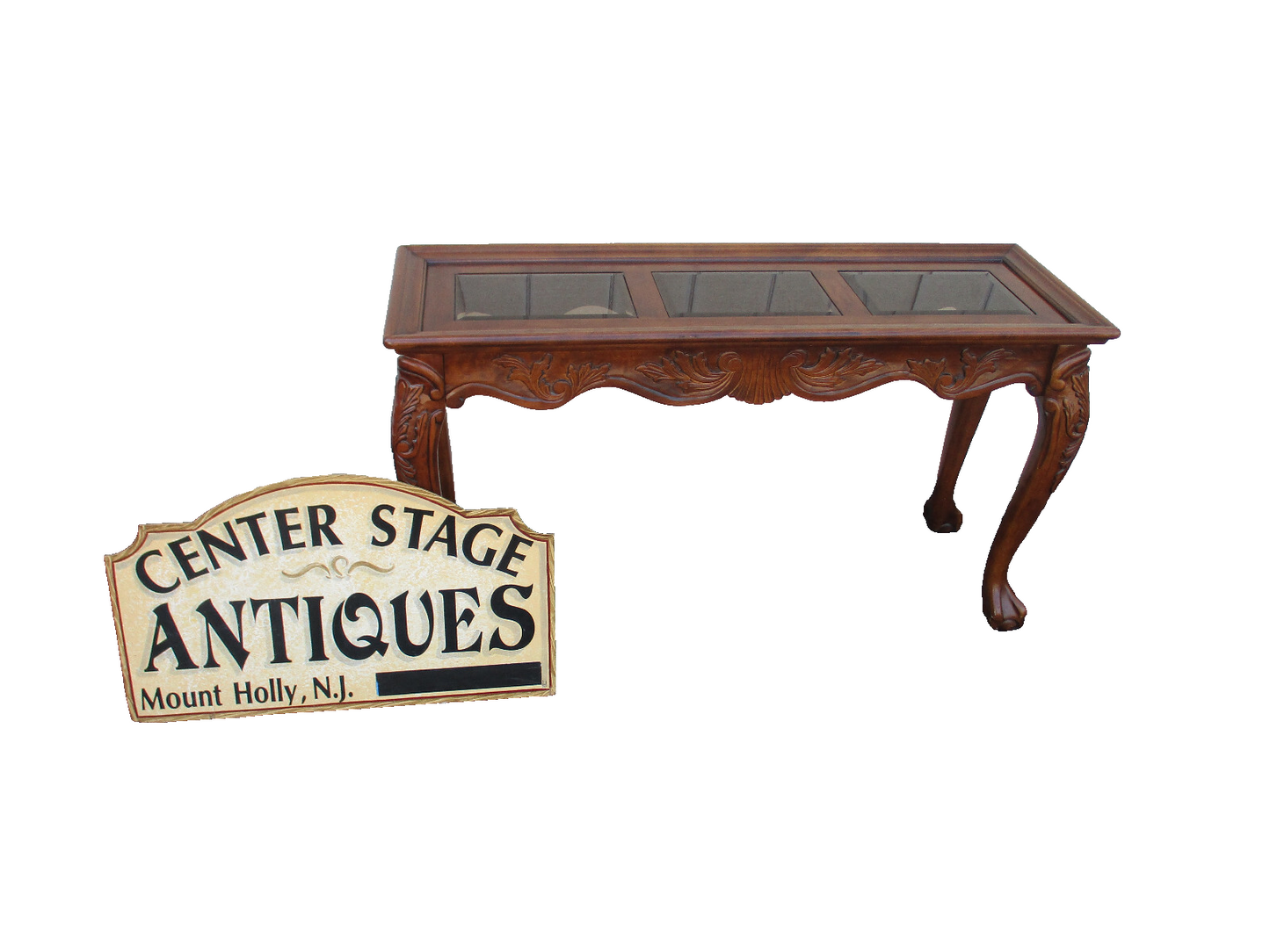 64357 Glass Top Console Hall Table Sideboard