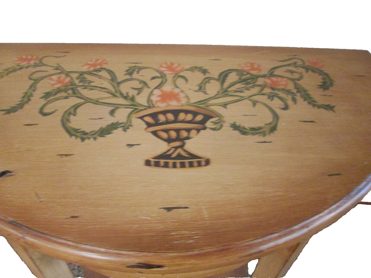 49361 DECORATOR Custom Made HAND PAINTED WOOD HALF ROUND CONSOLE TABLE