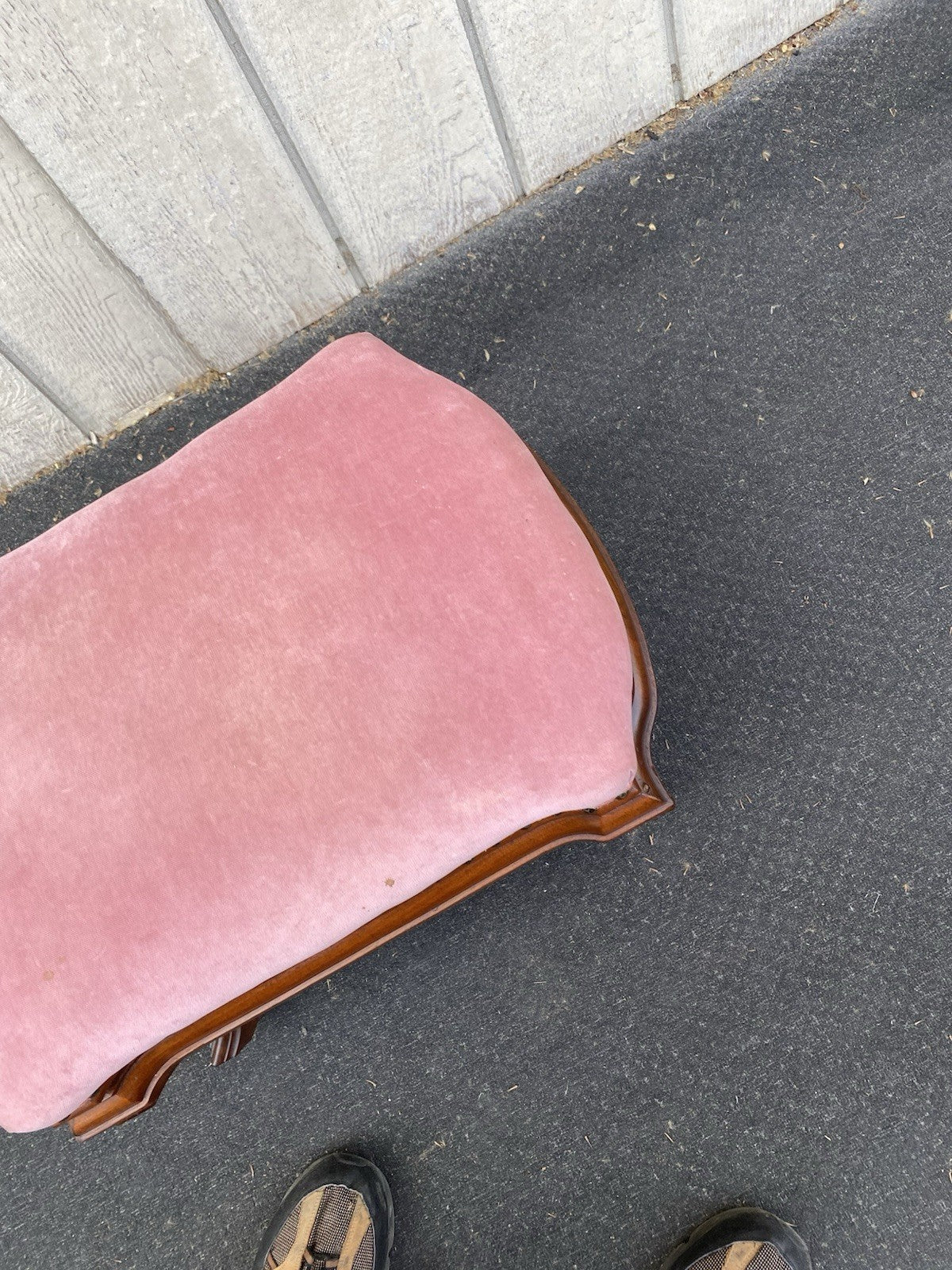 67004   Antique Victorian Walnut Footstool Ottoman Stool