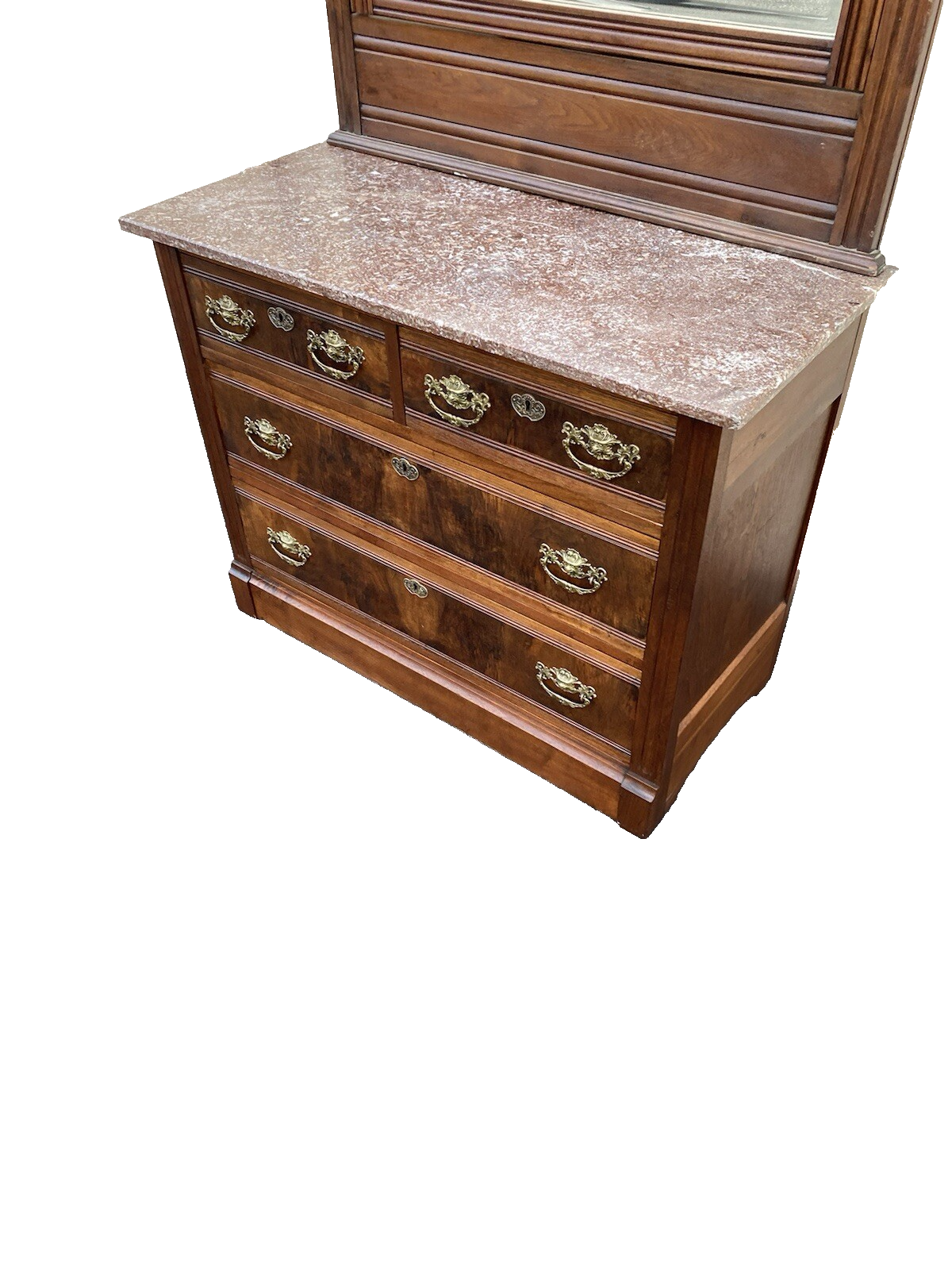 66120   Antique Victorian Marble Top Dresser with Mirror