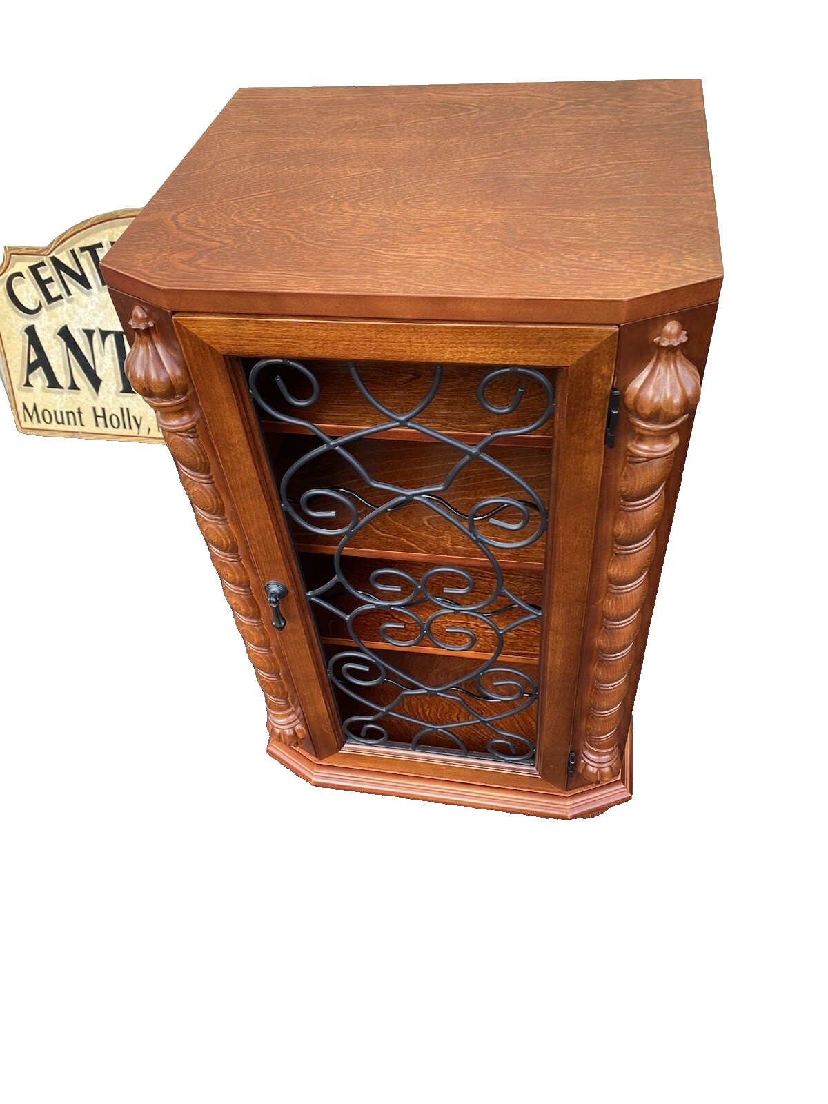 64917  Mahogany Nightstand End Table Stand Wine Rack