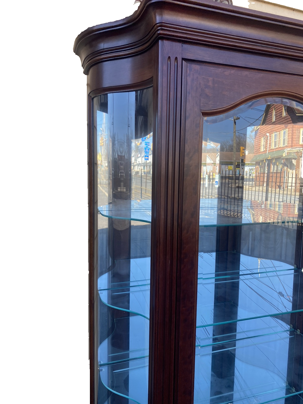 66378 Serpentine Glass Quality Curio China Cabinet