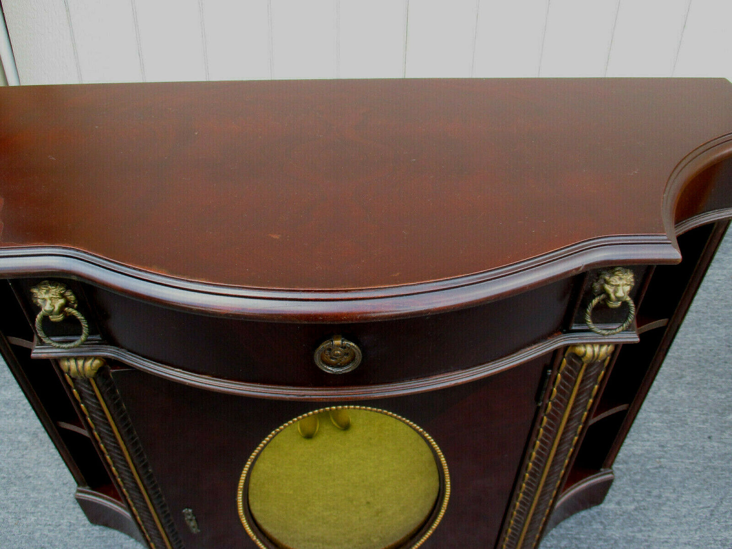 62447 Mahogany Credenza Sideboard Server Cabinet with Gold Mirrored Insert