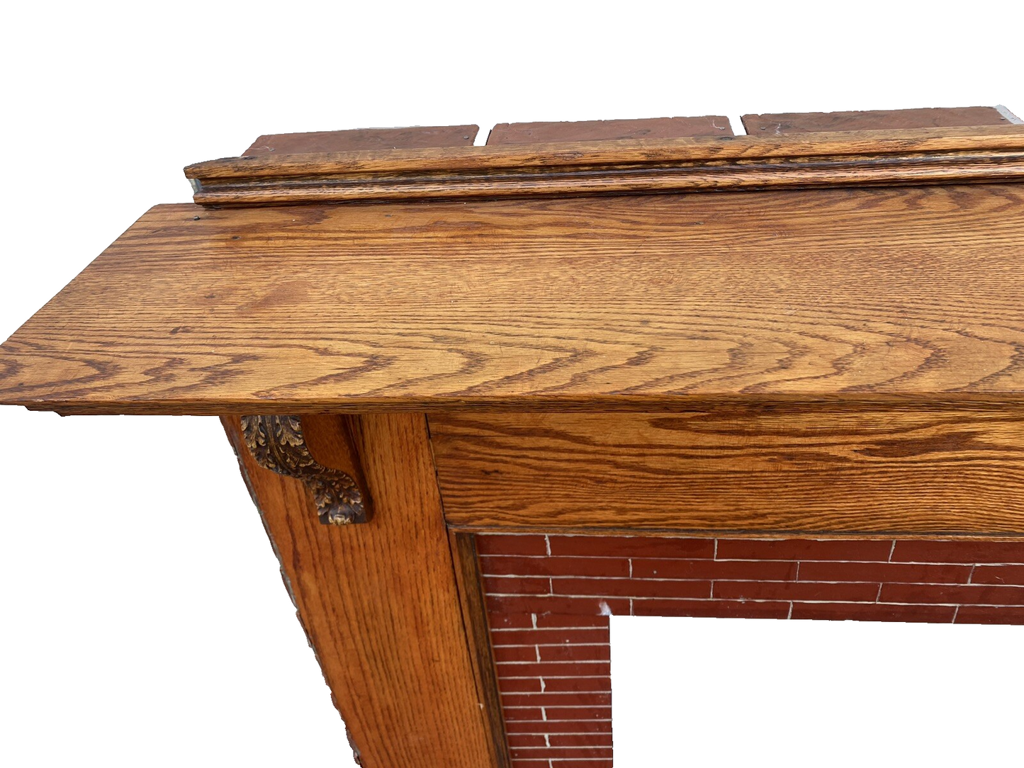 65926   Oak Fireplace Mantle with Brick Face Applied