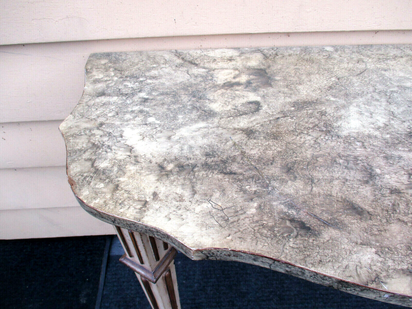 52535 Mid Century WOOD  Decorator Console Wall Table Stand