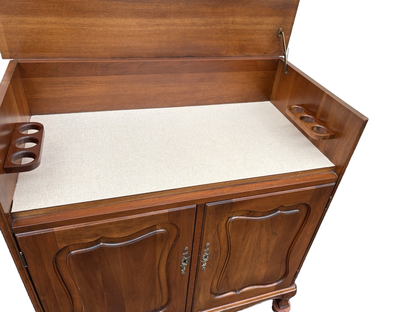 66666 Cherry Lift Top Bar Cart Server Liquor Cabinet