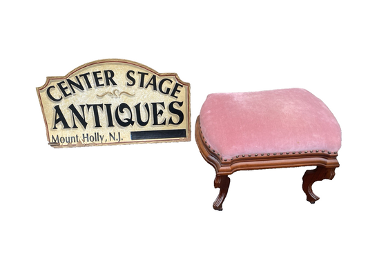 00001 Antique Victorian Walnut Footstool Ottoman Stool