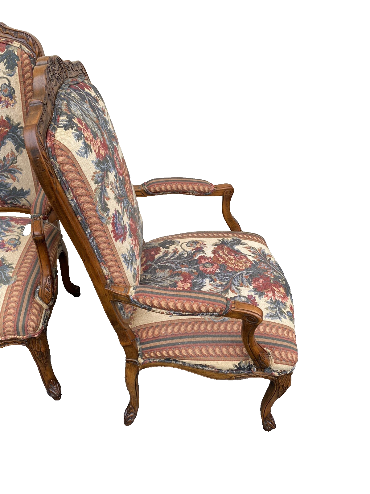 65425   Pair French Country Bergere Armchair Chair