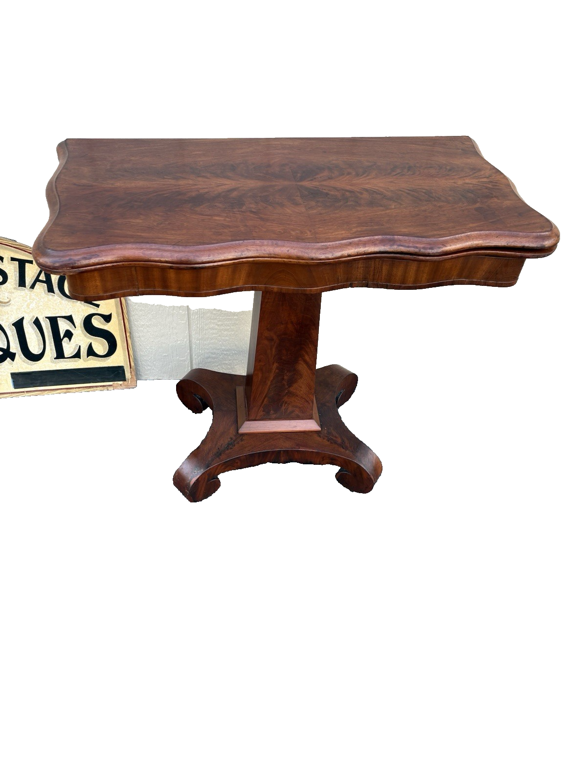 00001 Antique Empire Mahogany Flip Top Game Table Dining Table