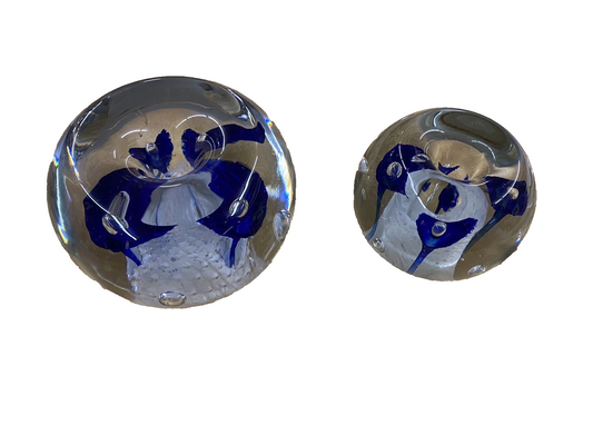 COL WW:      PAIR of  Hand Blown Paperweight  s or Candle Stick Holder s