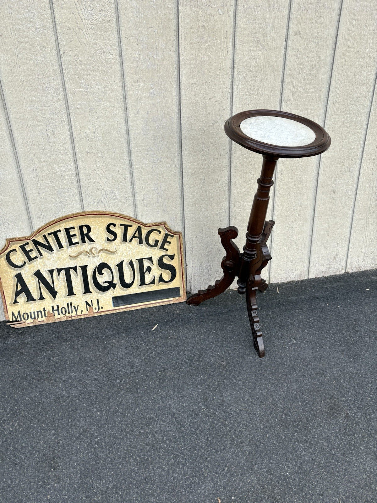 66822 Antique Victorian Marble Top Lamp Table Stand