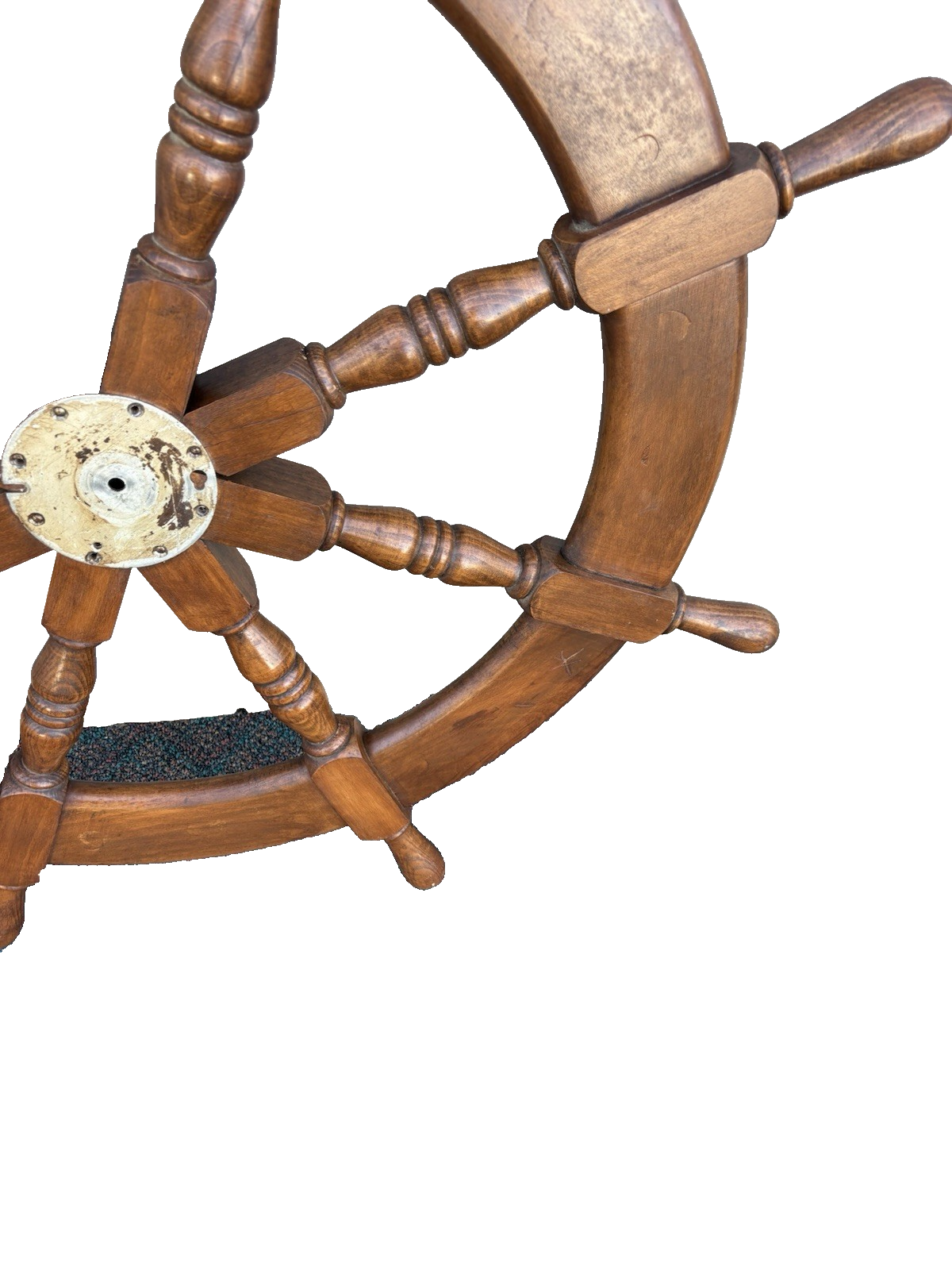 66949 Antique Wood and Brass Ships Wheel