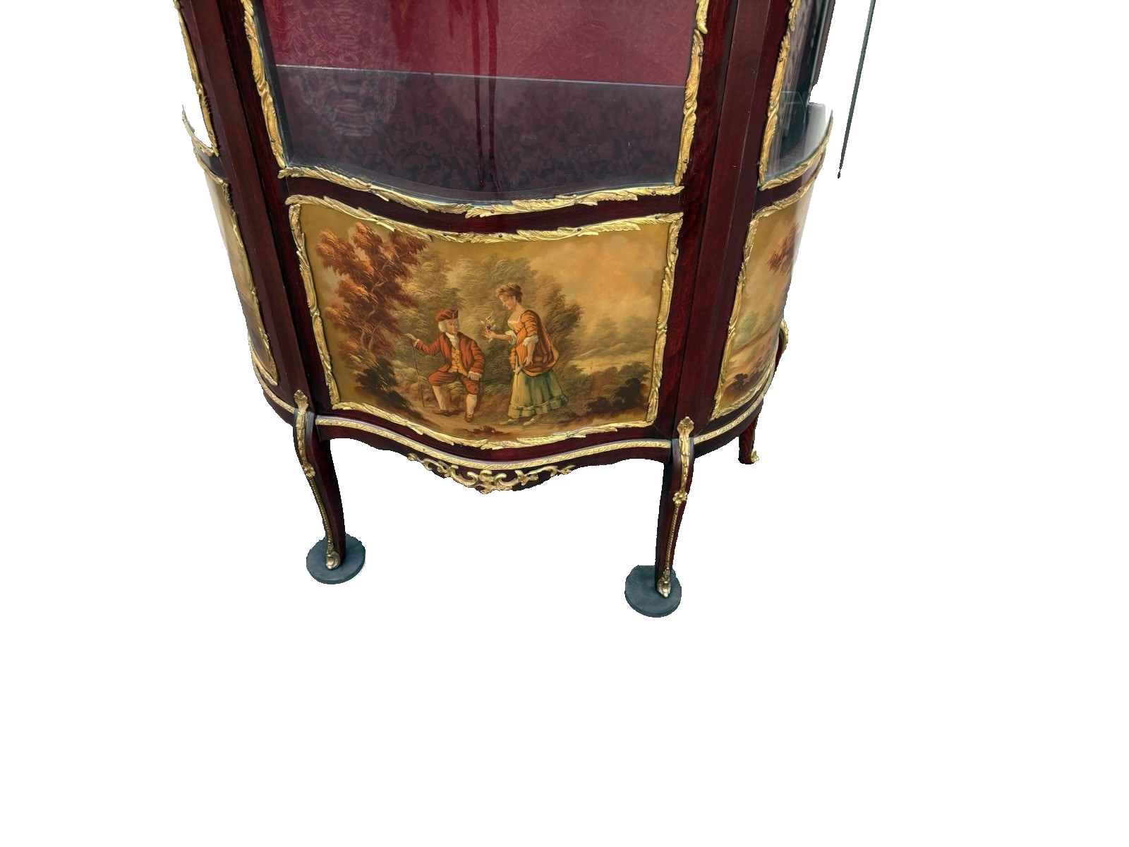 67000 Louis XV Bow Glass Curio China Cabinet with Bronze Ormalu