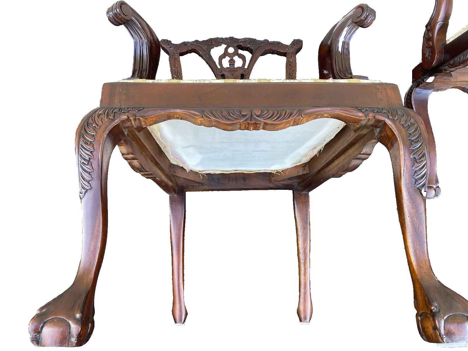 66346 Pair Mahogany Claw Foot Armchair Chair s