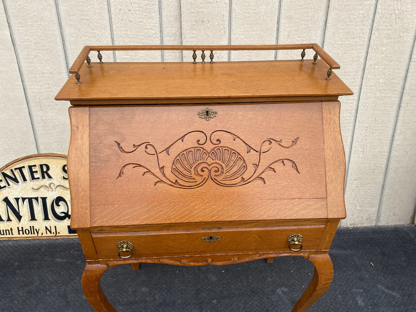 64479   Antique Victorian Oak Slantfront Office Desk
