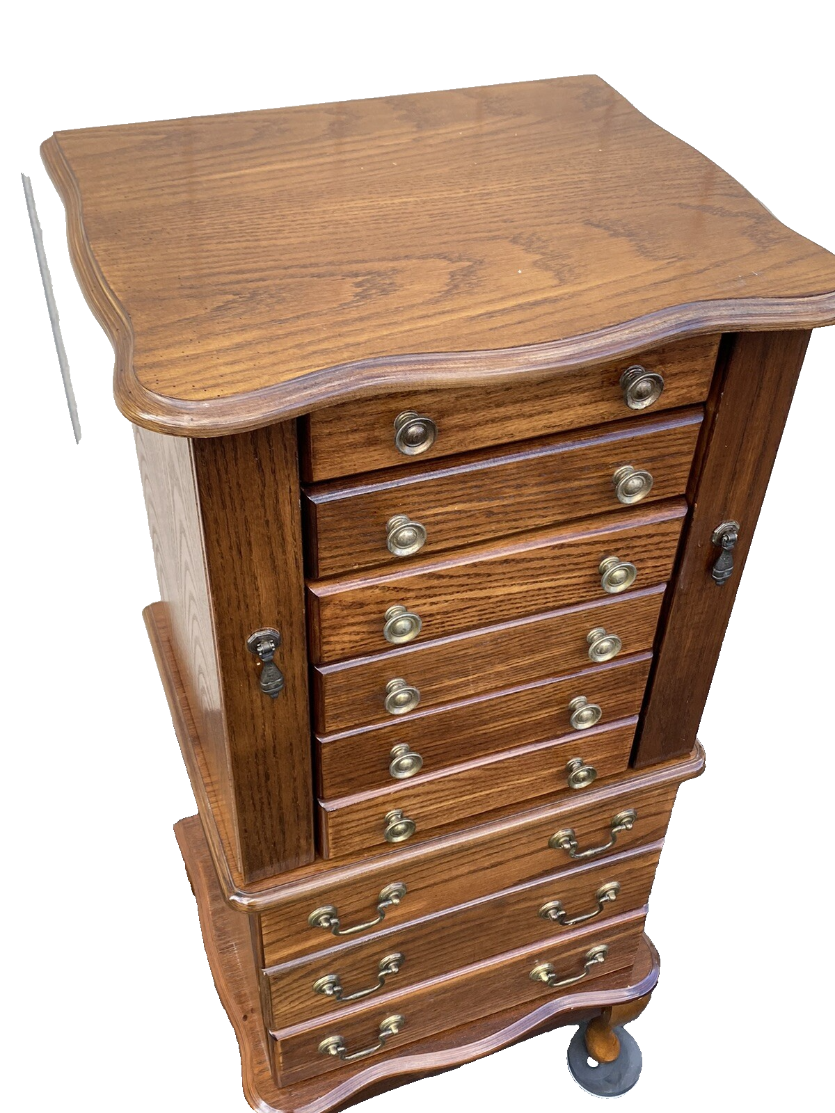 66258 Oak Jewelry Cabinet Display Case with Mirror