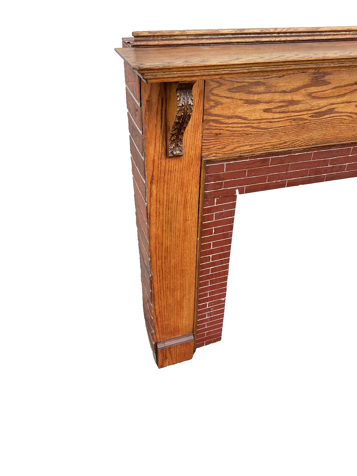65926   Oak Fireplace Mantle with Brick Face Applied