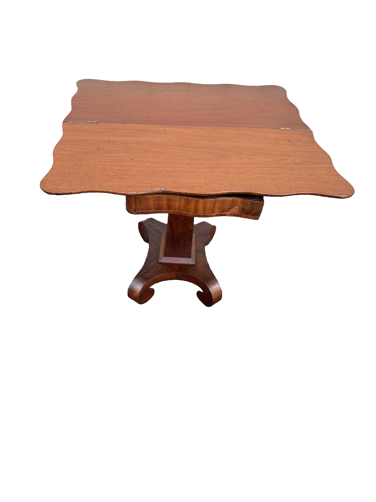 00001 Antique Empire Mahogany Flip Top Game Table Dining Table