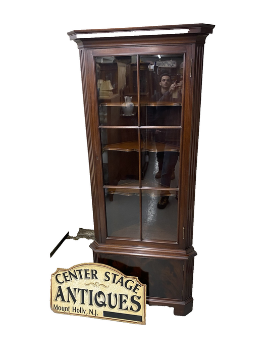 63750 Freidman Brothers FB Mahogany Corner Curio Cabinet Circa 1915