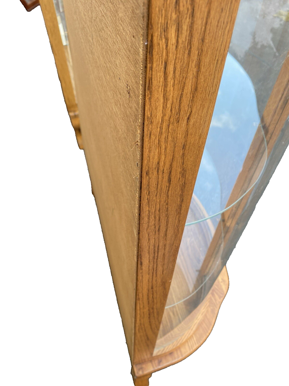 66252 Oak Lion Headed Bow Glass Curio China Cabinet