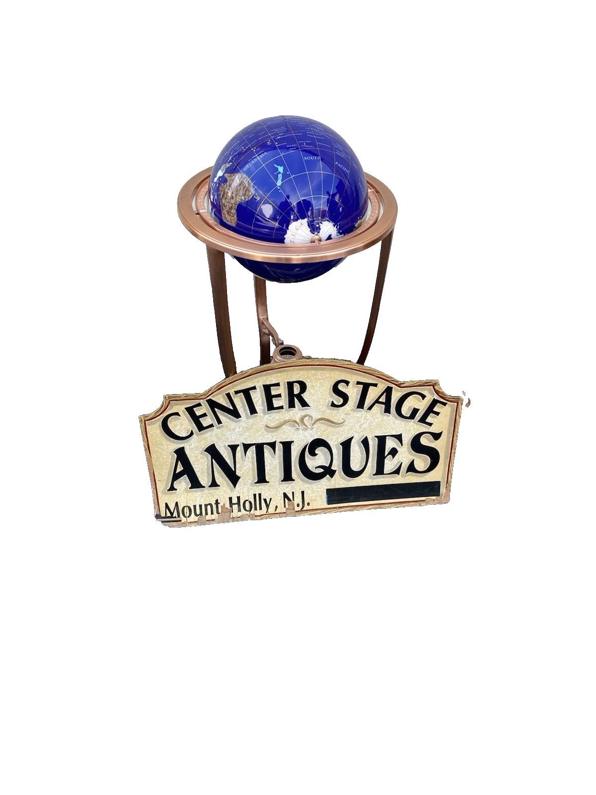 66617 World Revolving Globe on Copper Stand