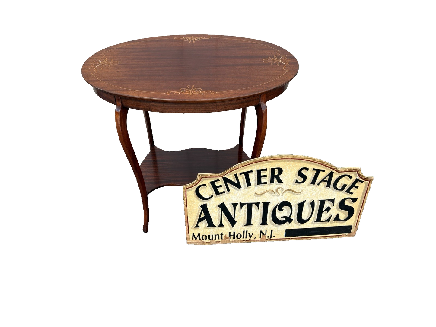 66976 Oval Mother of Pearl Inlaid Lamp Table Stand