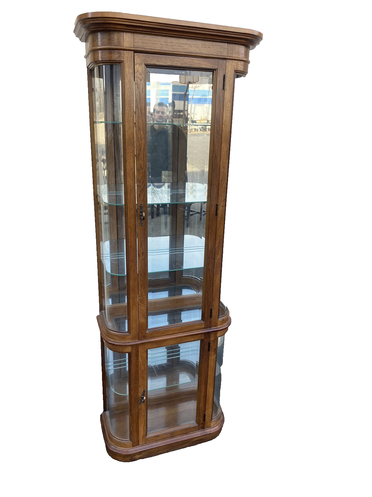 66240   Modern Pulaski Furniture Bow Glass Curio with Beveled Glass Front panels