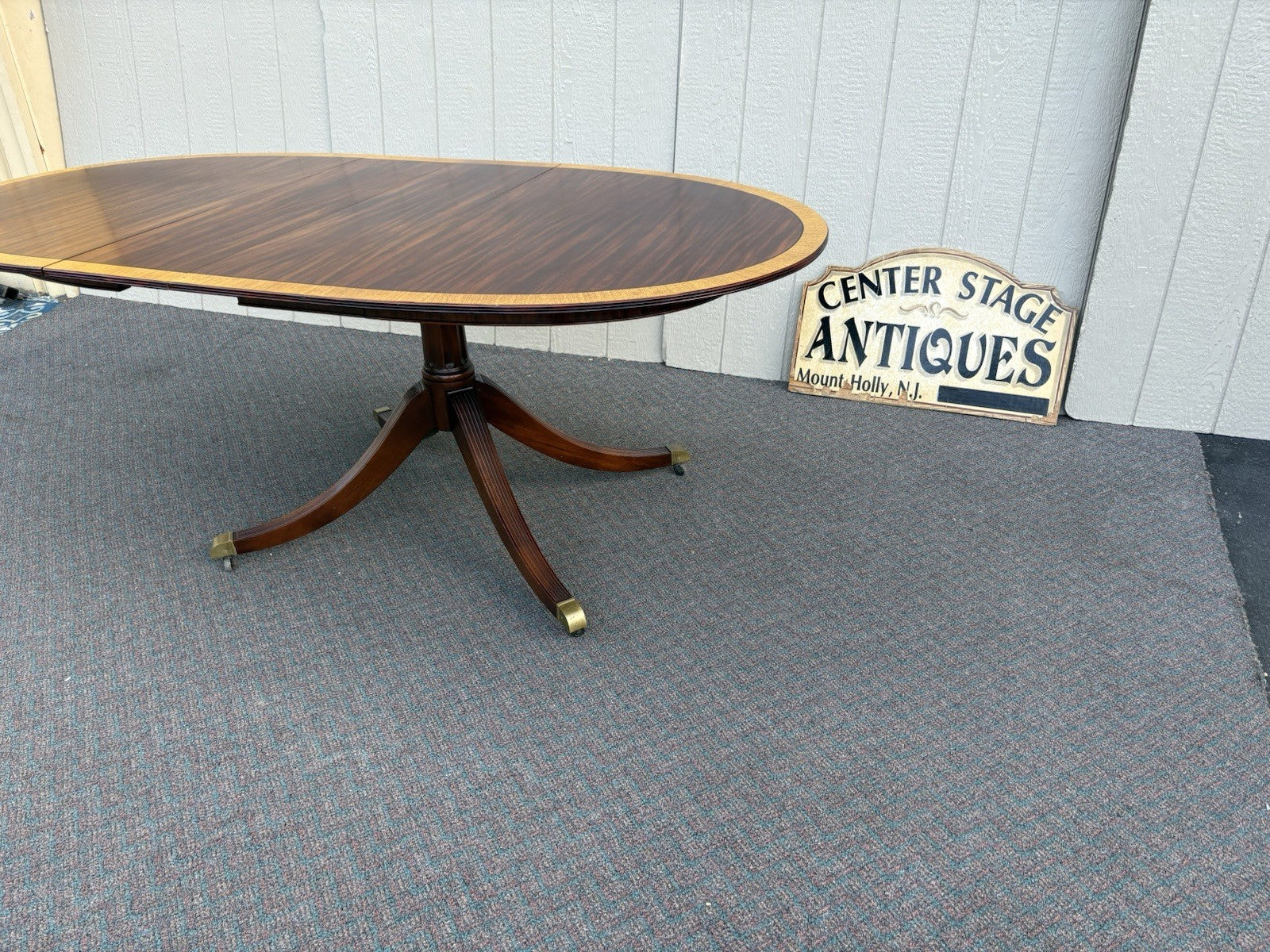 66975 Oval Mahogany Banded  Dining Table with 2 - 11" wide leafs